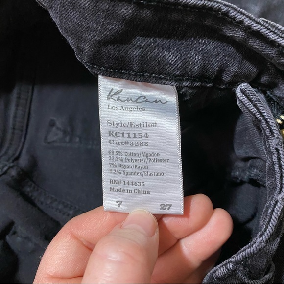 KanCan Distressed High Waisted Black Studded Jeans 7 - Picture 7 of 11